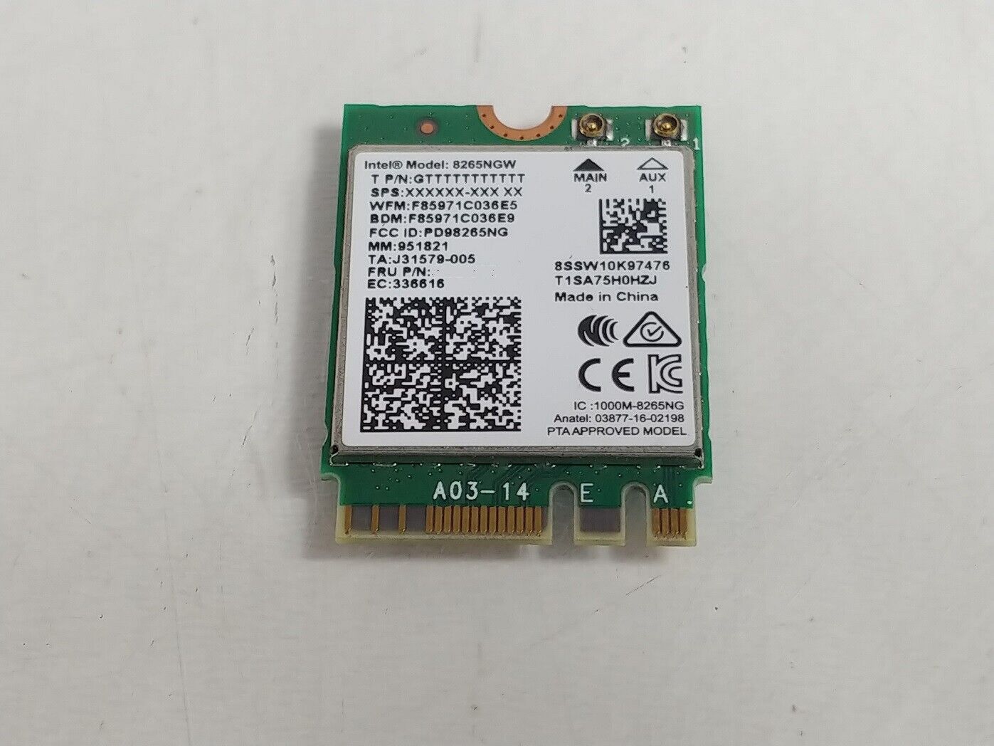 Intel 8265NGW Wireless-AC 8265 802.11ac M.2 Wireless Card + Bluetooth