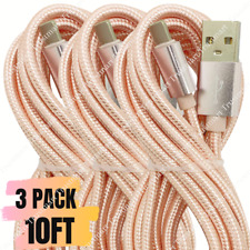 3Pack 10FT/3M USB Charger Cable Heavy Duty For Apple iPhone 11 X 8 Charging Cord picture