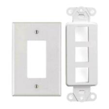 White 3 Port Decora Keystone Snap-in Jack Modular Wall Insert Cover Plate (1/pk) picture