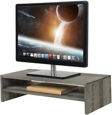 2-Tier Rustic Barnwood Style Office Computer Monitor Stand & Desktop Shelf picture