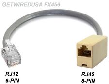 RJ12 RJ11 6P6C 6-PIN MALE to RJ45 CAT5 ETHERNET 8P8C 8PIN FEMALE NETWORK ADAPTER picture