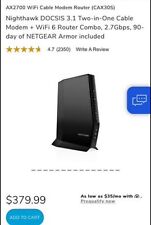NETGEAR Nighthawk Cable Modem + WiFi 6 Router Combo - AX2700 (Up to 2.7Gbps) picture