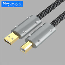 Pure Silver OFC USB Audio Cable HI-End USB Type A-B Gold Plated Plug DAC Cord picture