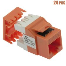24 Pcs Cat5e RJ45 Network LAN Ethernet Keystone Jack 180° 110 Punch Down Orange picture