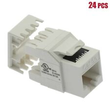 24 Pcs Cat5e RJ45 Network LAN Ethernet 180° Keystone Jack 110 Punch Down White picture