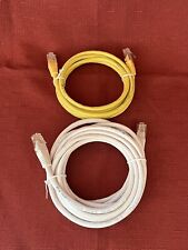 2 ETHERNET LAN NETWORK PATCH CABLE YELLOW WHITE CORDS AWM E329905 STYLE 2835 picture