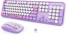 💜Eye-Catching Purple💜 Wireless Keyboard Mouse Combo - Retro Round Keys -NEW picture