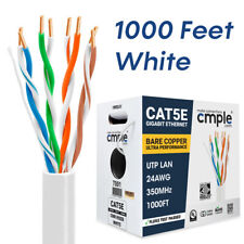Cat5e Cable 1000ft 24AWG CMR Riser Cat 5e Cord Ethernet Bare Copper Cable White picture