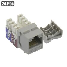 24 Pcs Cat5E RJ45 Ethernet LAN Network Keystone Jack 110 Punch Down Snap-in Gray picture