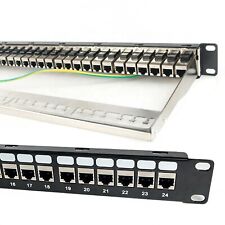Patch Panel 24 Port Cat6A with Inline Keystone, Coupler Patch Panel STP Shielded picture