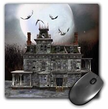 3dRose A Creepy Haunted Halloween House with full moon and bats MousePad picture