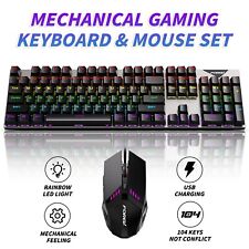 RGB Led Backlit Light Gaming Computer Desktop Wired Mechanical Keyboard & Mouse picture