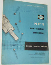 EARLY TRANSISTORS SPEC SHEET/BROCHURE VTG 1957 NPN HIGH-FREQUENCY CBS-HYTRON picture