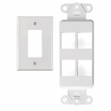 White 4 Port Decora Keystone Snap-in Jack Modular Wall Insert Cover Plate (1/pk) picture