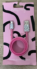 📀 Ashley Mary Woven Micro USB Cable - Pink, White & Black NEW picture