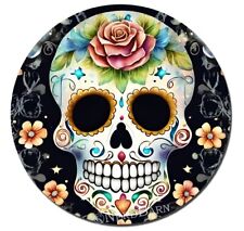 SUGAR SKULL DAY OF THE DEAD ~ Round Mouse Pad / Mousepad Mat PC Home Office Gift picture