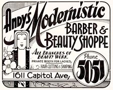 Andys Barber Beauty Shoppe Advertising 1930s Mousepad Computer Mouse Pad  7 x 9 picture