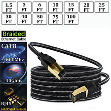 Cat 8 Braided Ethernet Cable RJ45 Super Speed 40Gbps 2000Mhz LAN Network Lot picture