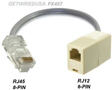 RJ12 RJ11 6P6C 6-PIN FEMALE to RJ45 CAT5 ETHERNET 8P8C 8PIN MALE NETWORK ADAPTER picture