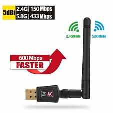 600Mbps Wireless USB Wifi Adapter Dongle Dual Band 2.4G/5GHz W/Antenna 802.11AC picture