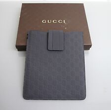 New Authentic GUCCI GG Monogram Guccissima Leather iPad Case Gray 256575 1370 picture