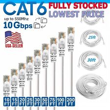 CAT6 Patch Network Cable Rj45 Ethernet 6ft 10ft 25ft 50ft 100ft 200ft lot White picture