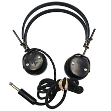 Vintage 1960s Bakelite Black Corded Radio Headphones Earphones picture