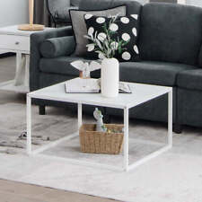 NNECW Modern Square Leisure Coffee Table with Faux Marble Tabletop-White picture
