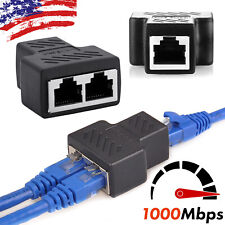 RJ45 Splitter Adapter 1 to 2 Ways Dual Female Port CAT6/5/7 LAN Ethernet Cable picture