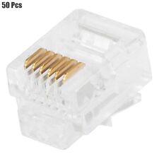 50 Pcs RJ12 6P6C Modular Connector Plug Crimp On For Flat Stranded Phone Cable picture