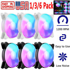 1-6 Pack LED PC Computer Cooling Fan 120mm Quite Case Cooler Fans Rainbow Light picture