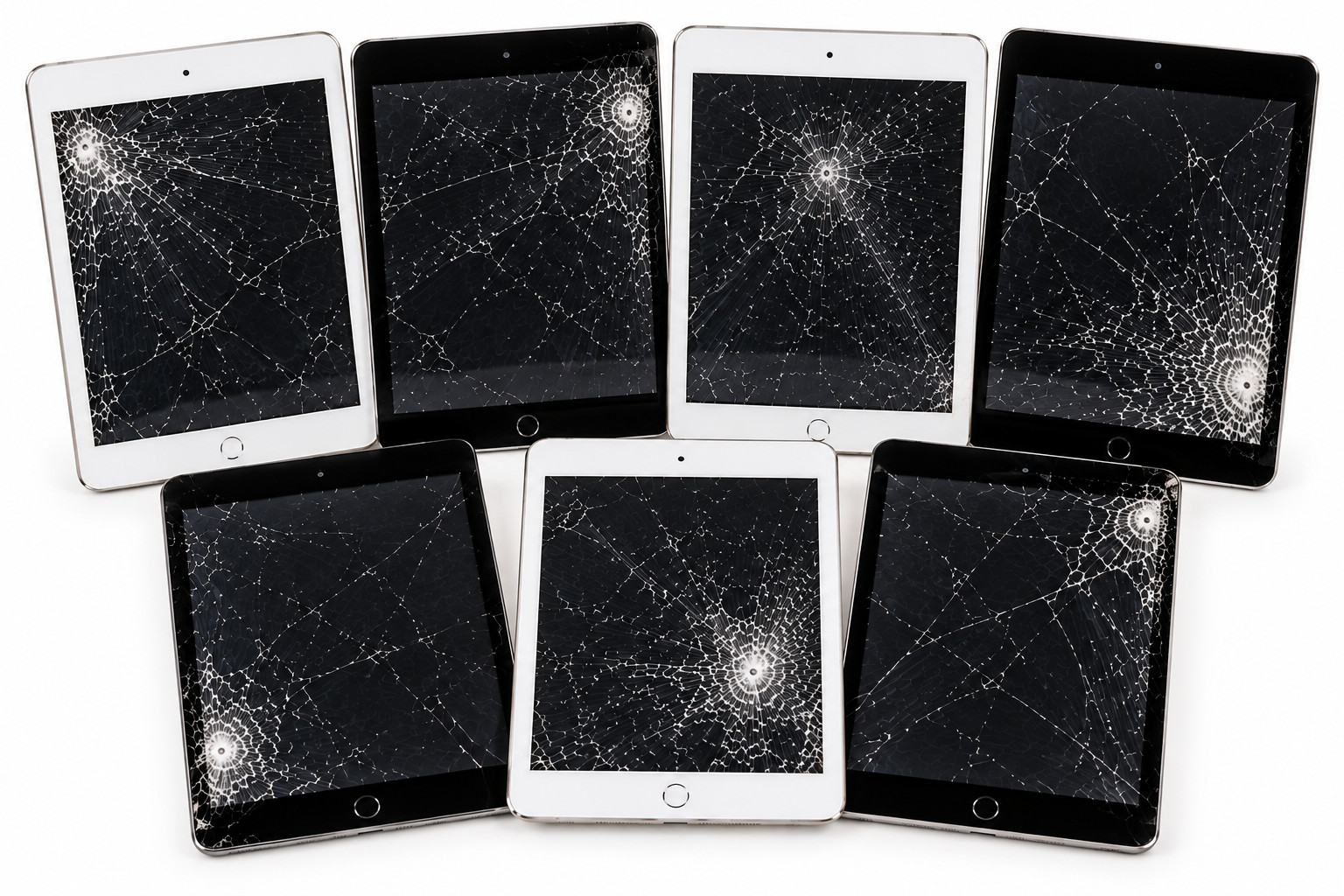 Lot of 7 Apple iPad Mini 5 Gen Cellular A2126 Unlocked Cracked Screens
