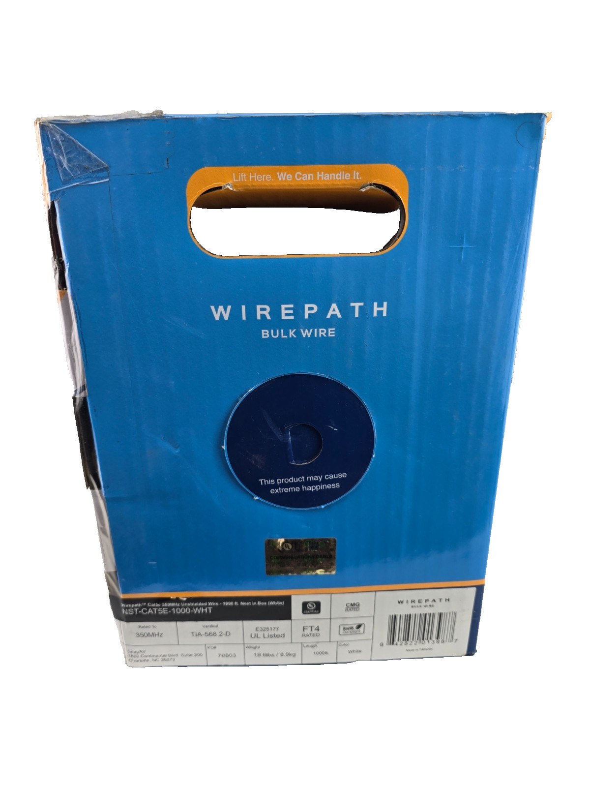 NEW Wirepath CAT5e 1000ft Unshielded Network Ethernet Cable NST-CAT5E-1000-WHT