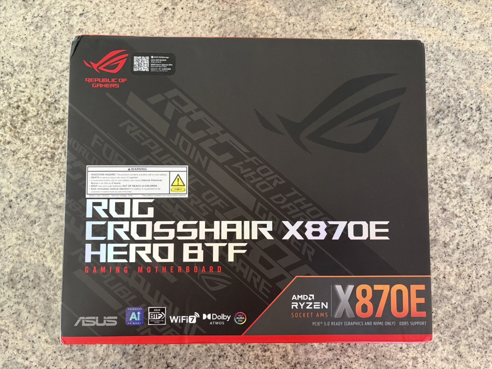 Brand New Sealed Asus ROG Crosshair X870E Hero BTF Gaming Motherboard