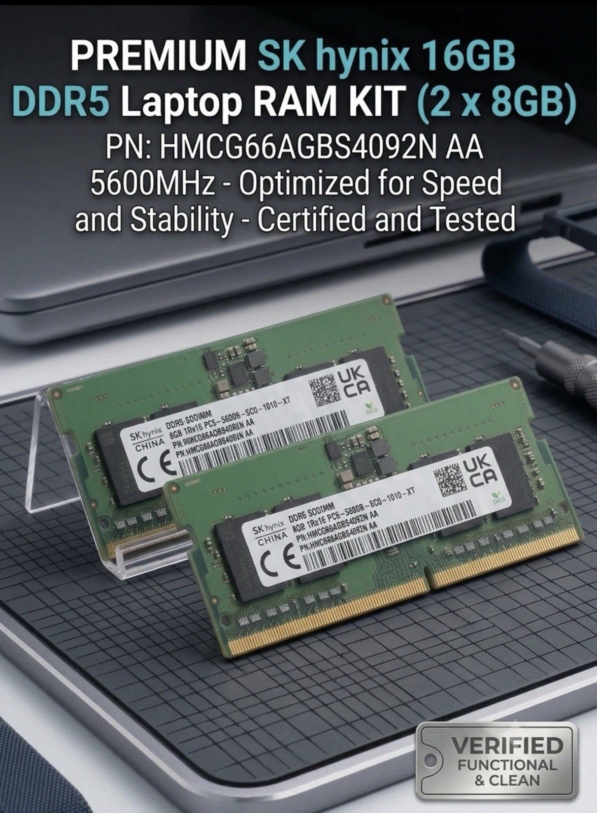 SK hynix 16GB DDR5-5600 PC5-44800 262-Pin SO-DIMM Kit (2x8GB)HMCG66AGBS4Q92N