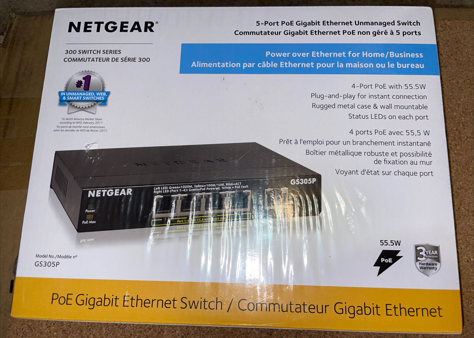 NETGEAR 5-Port Gigabit Ethernet Unmanaged Switch (GS305) - Home Network Hub