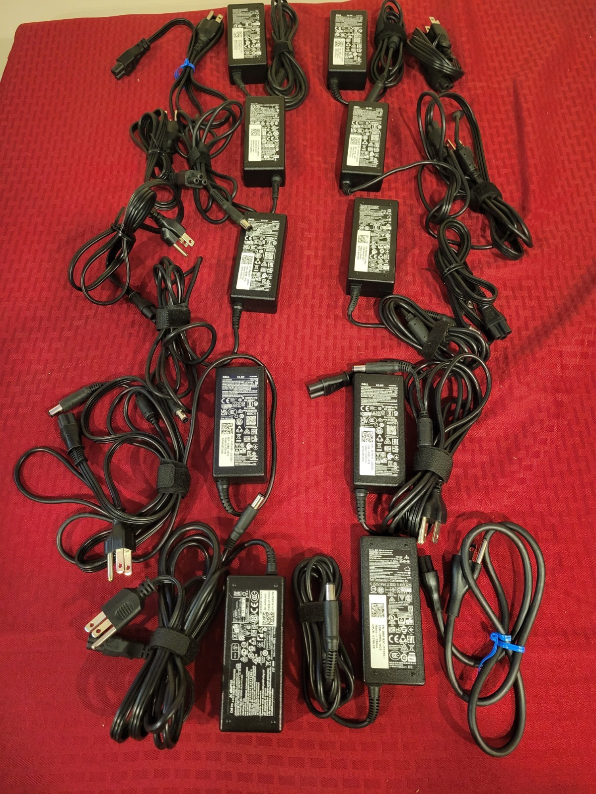 LOT OF 10 DELL 65 WATT LARGE TIP 7.4MM AC ADAPTER WITH POWER CORD