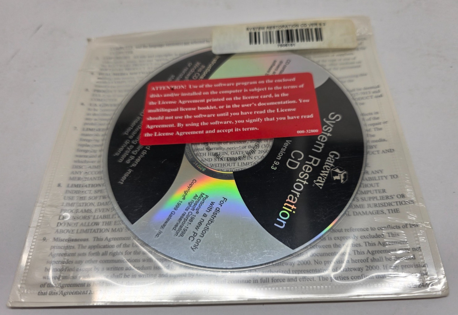 Vintage Gateway System Restoration CD Version 9.3 Sealed NEW