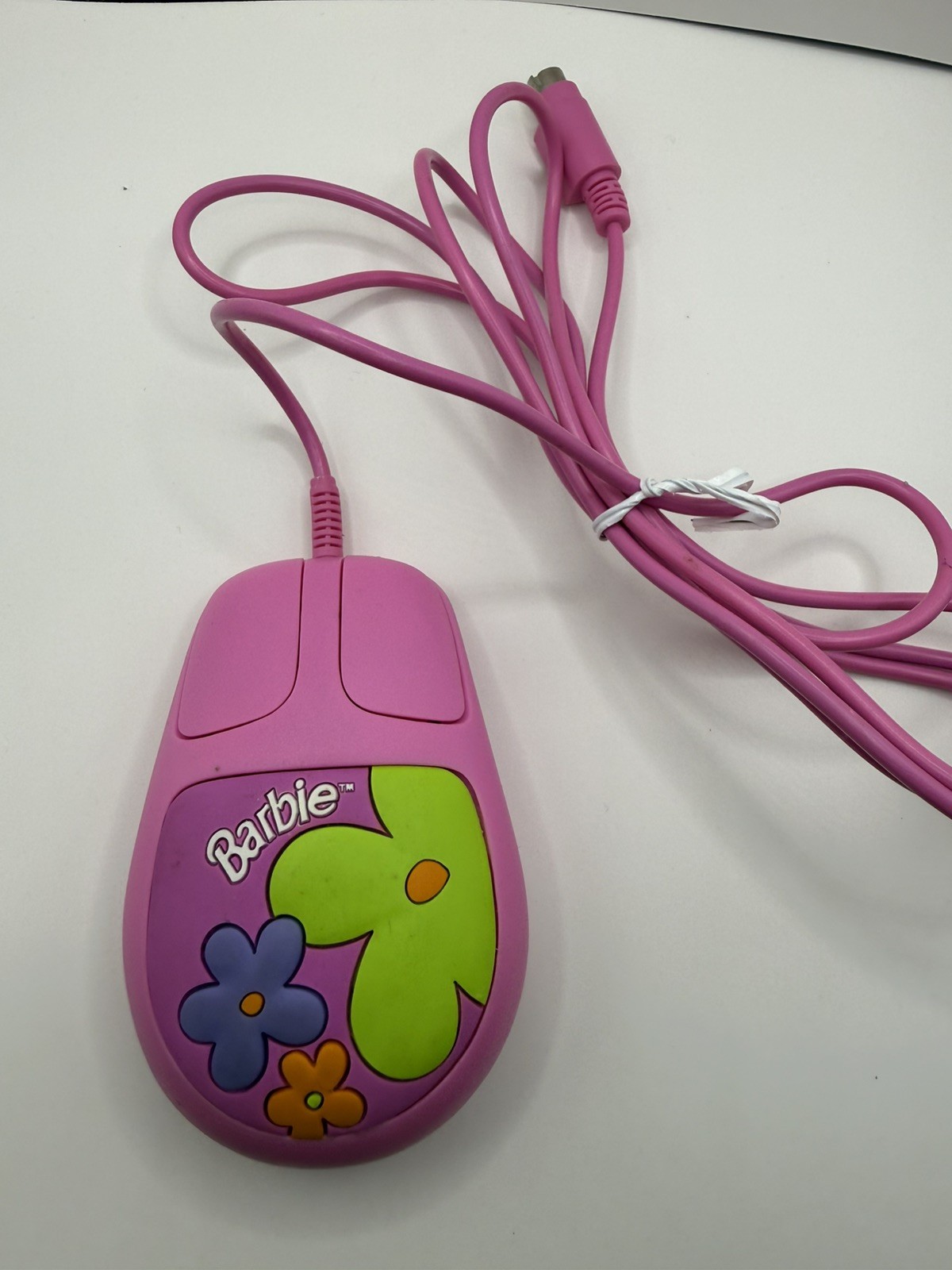 Barbie by Mattel Computer PS/2 Style Mouse Pink Vintage Collectible 1999 flower