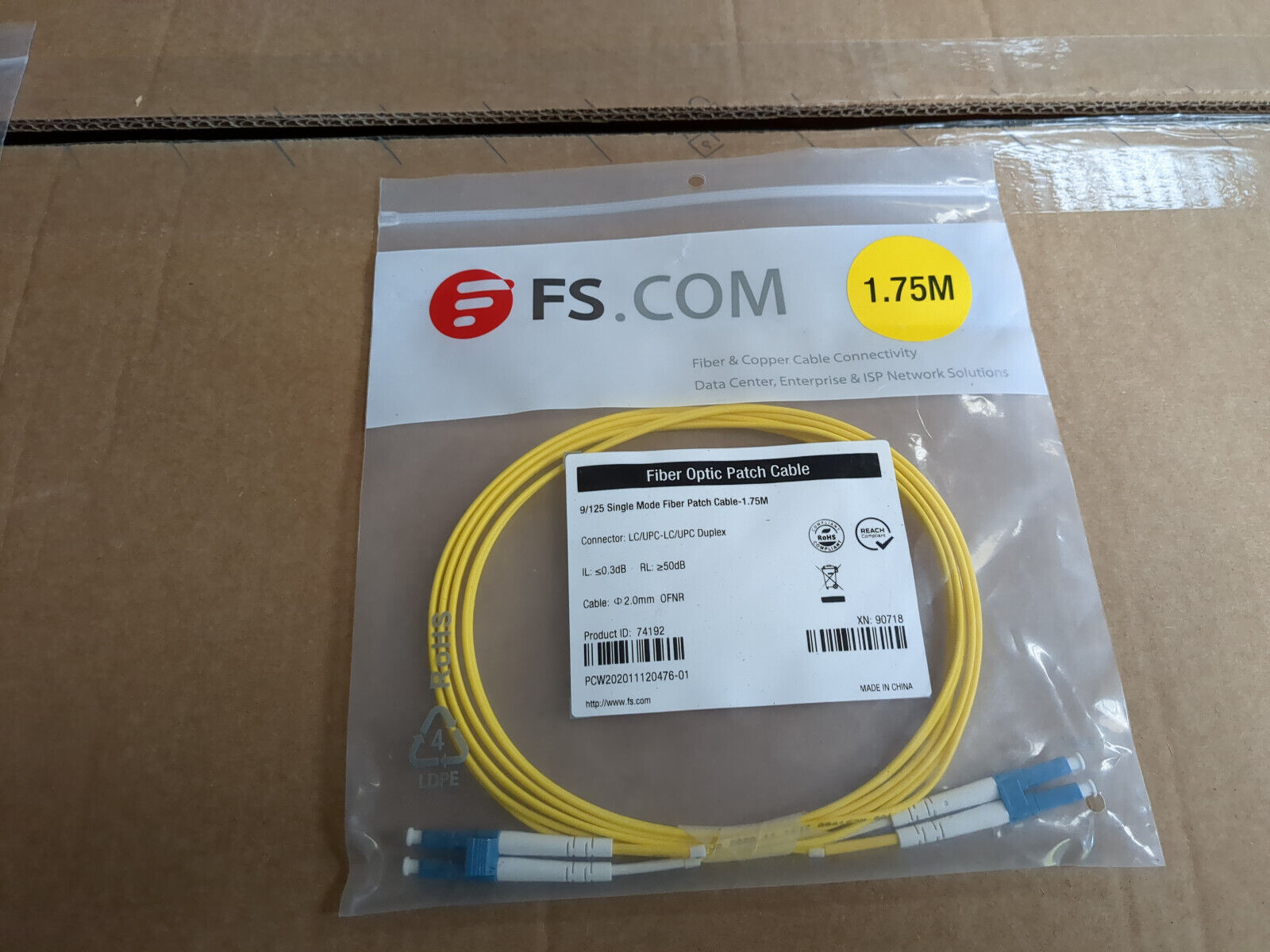 OS2 LC-LC 1.25 - 48 meter Duplex Fiber Patch Cable 9/125 Singlemode