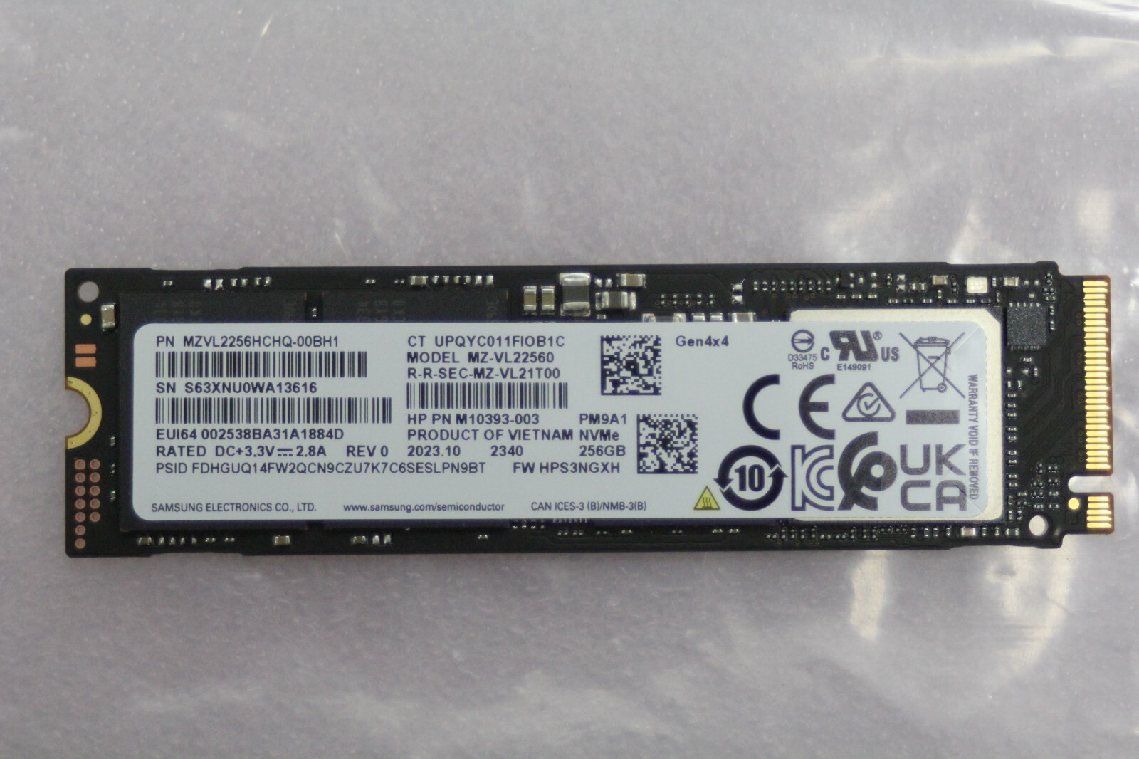 SAMSUNG 256GB SSD - PM9A1 M.2 NVMe PCIe Gen4 x4 MZ-VL22560 - MZVL2256HCHQ-00BH1