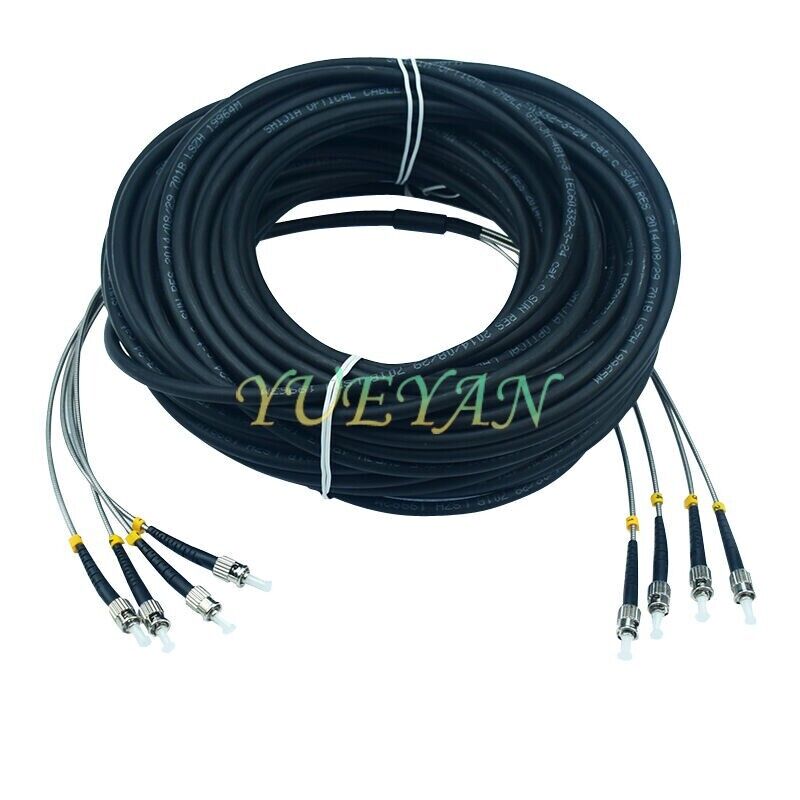 300M Field Outdoor ST-ST 4 Strand 9/125 Single Mode Fiber Patch Cord DHL Free