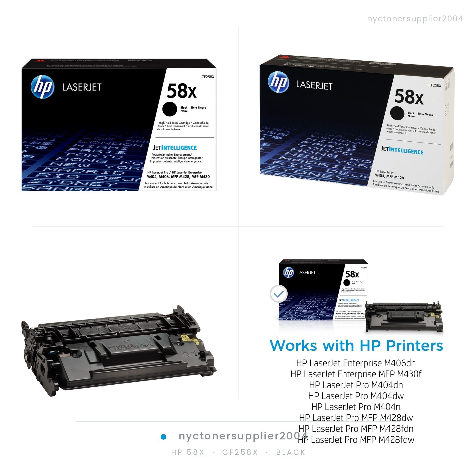 2xPack Genuine HP 58X High Yield Toner Cartridges  LaserJet Pro M404dn M428fdw