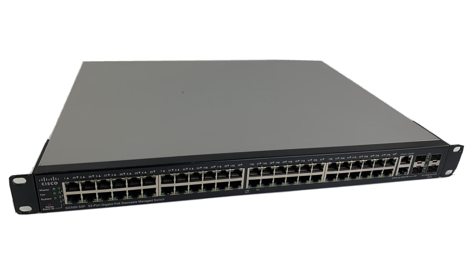 Cisco SG500-52P-K9 48-Port Gigabit Ethernet POE+ 2xGE/5GE SFP L3 Switch Rackears