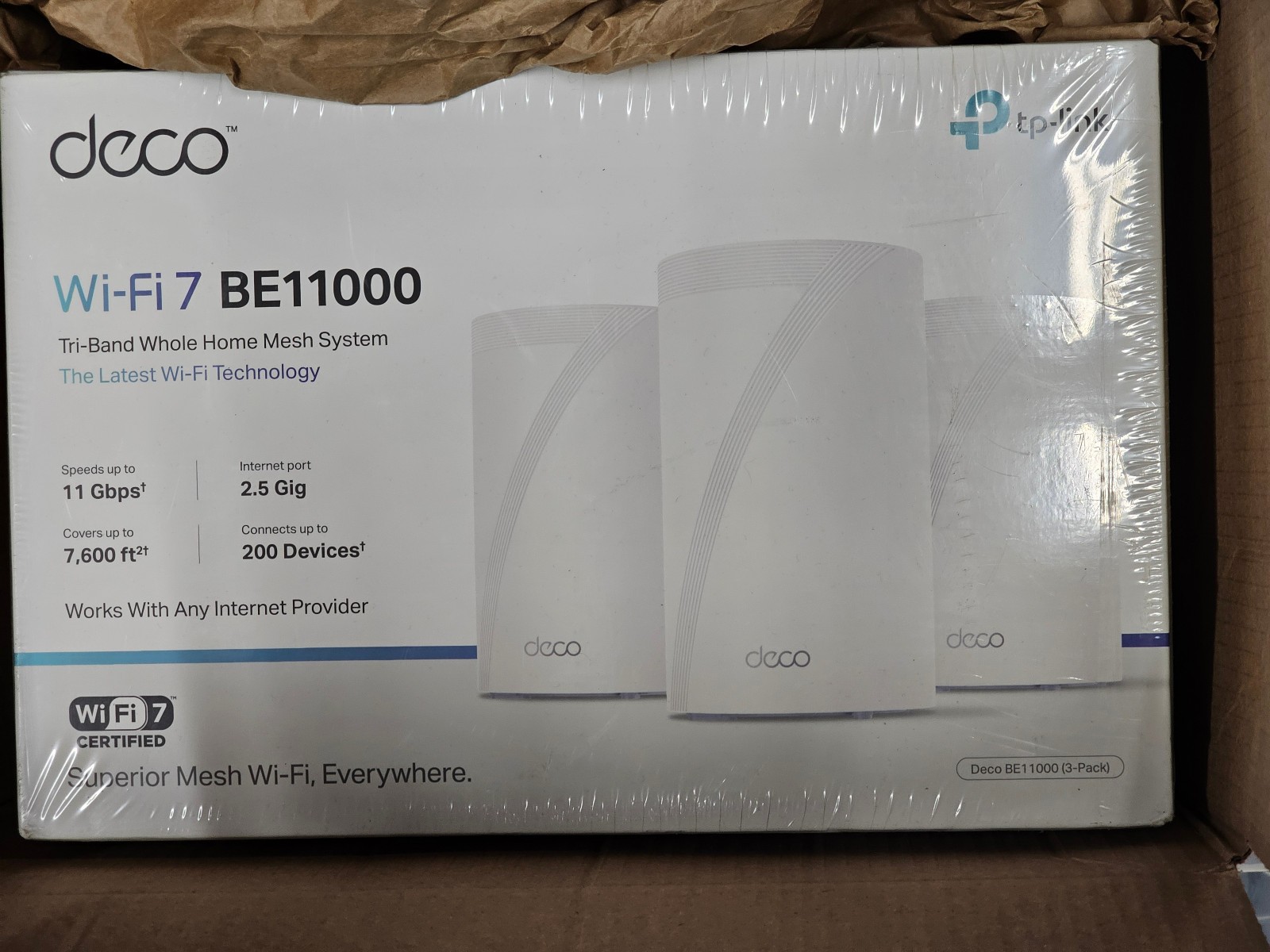 TP-Link - Deco 7 Pro BE11000 Tri-Band Wi-Fi 7 Whole Home Mesh Router System -...
