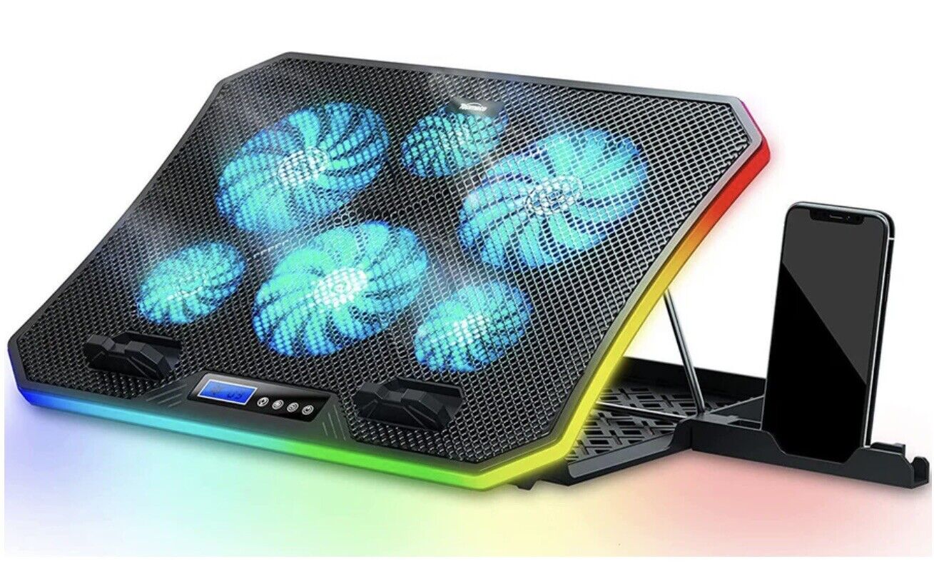 TopMate C12 Laptop Cooling Pad RGB Gaming Notebook Cooler for Desk and Lap Use