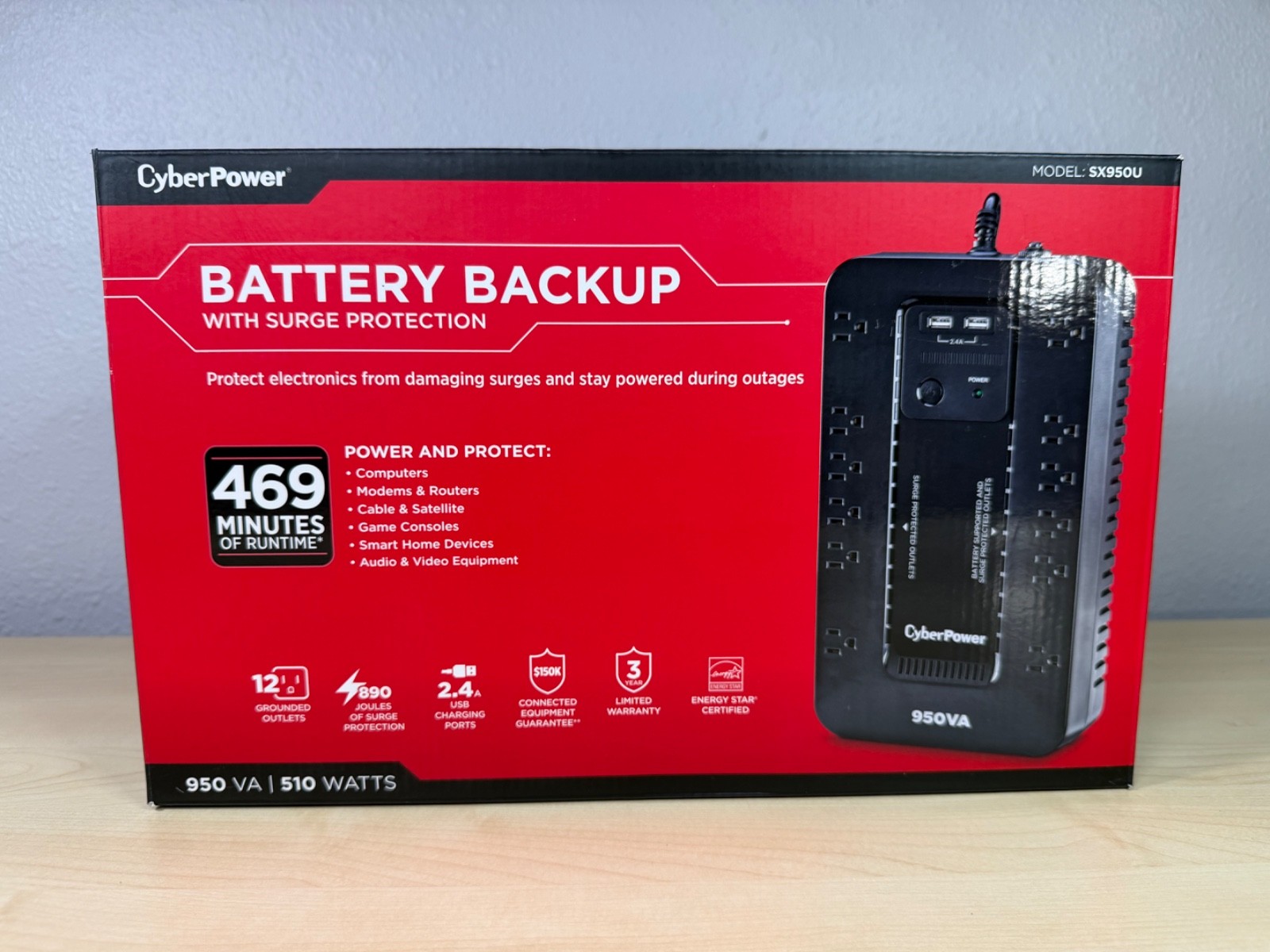 CyberPower SX950U 950VA / 510W PC Battery Backup w/ Surge Protection - NEW OB