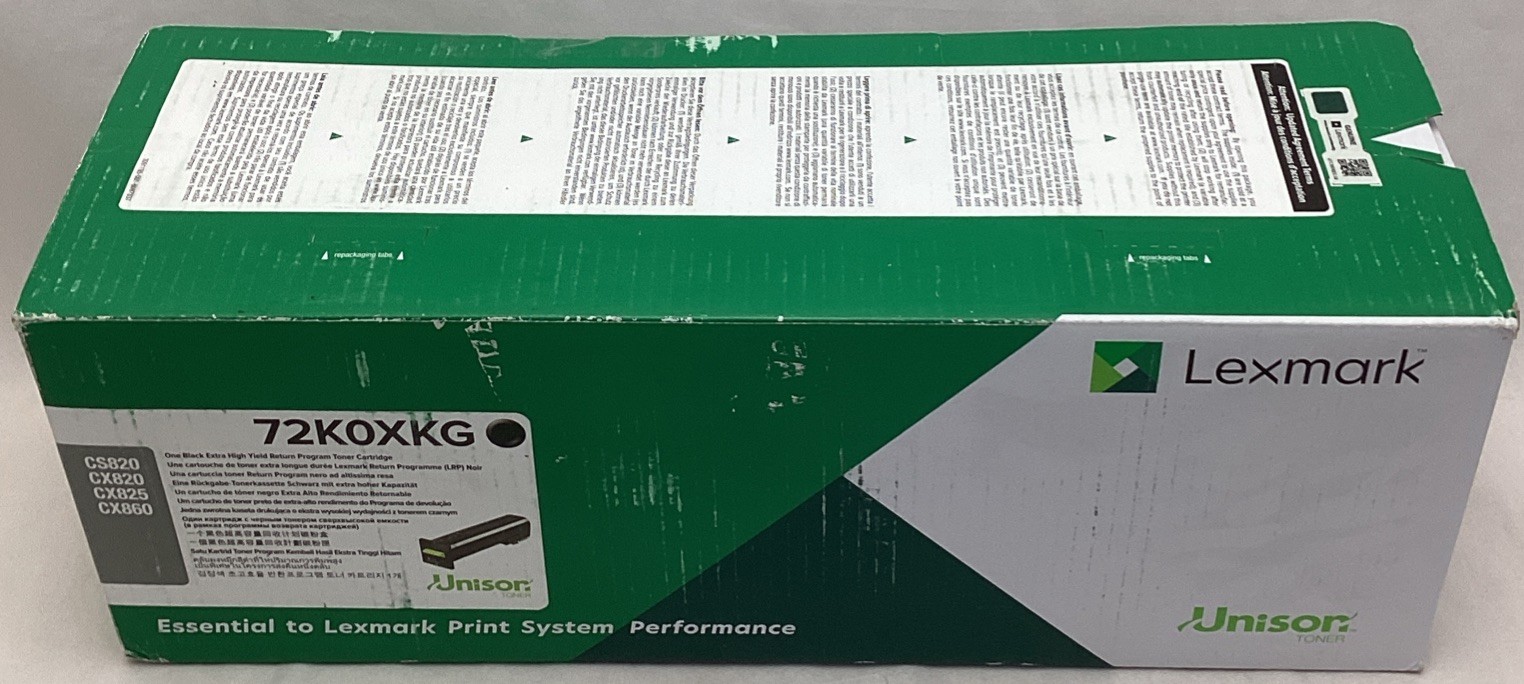 Lexmark 72K0XKG Extra High Yield Black Return Program Toner Cartridge CS820