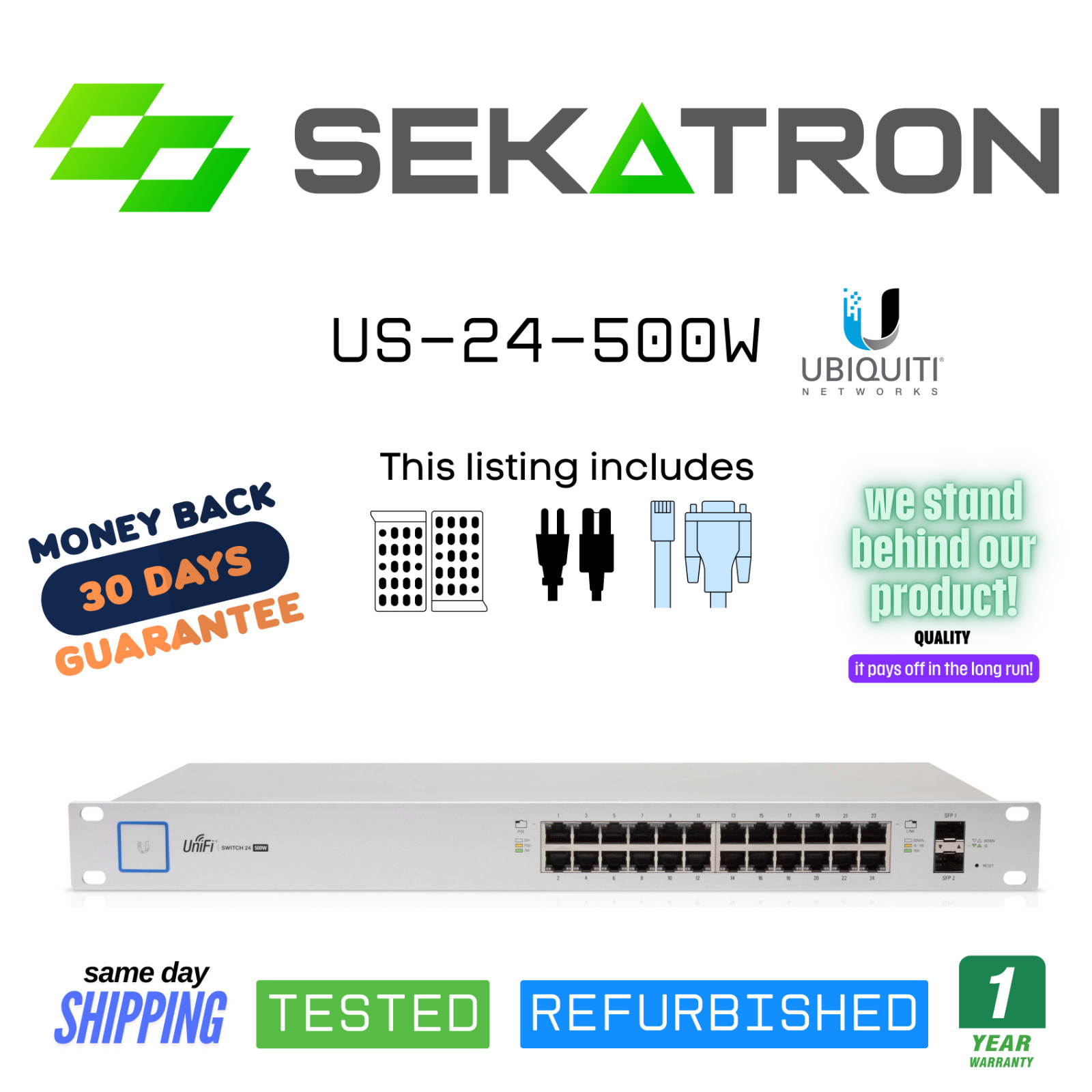 ♻️ Ubiquiti UniFi Switch US-24-500W 24Port Managed PoE+ Gigabit Switch ⚡FastShip
