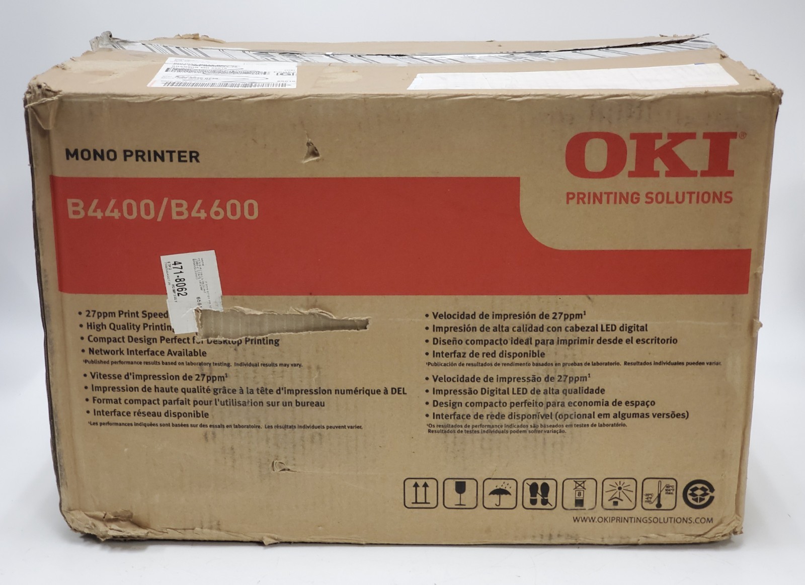 OKI Data B4600 Mono Workgroup Laser Printer 27 PPM 600x2400 DPI Black #62446601